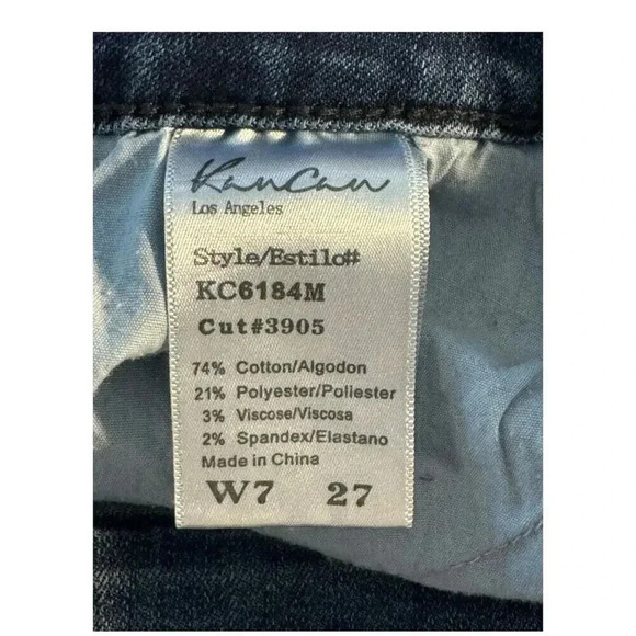 KanCan Women's Distressed Skinny Fit Biker Jeans Blue Size 7 W27 Dark Wash - Picture 4 of 7